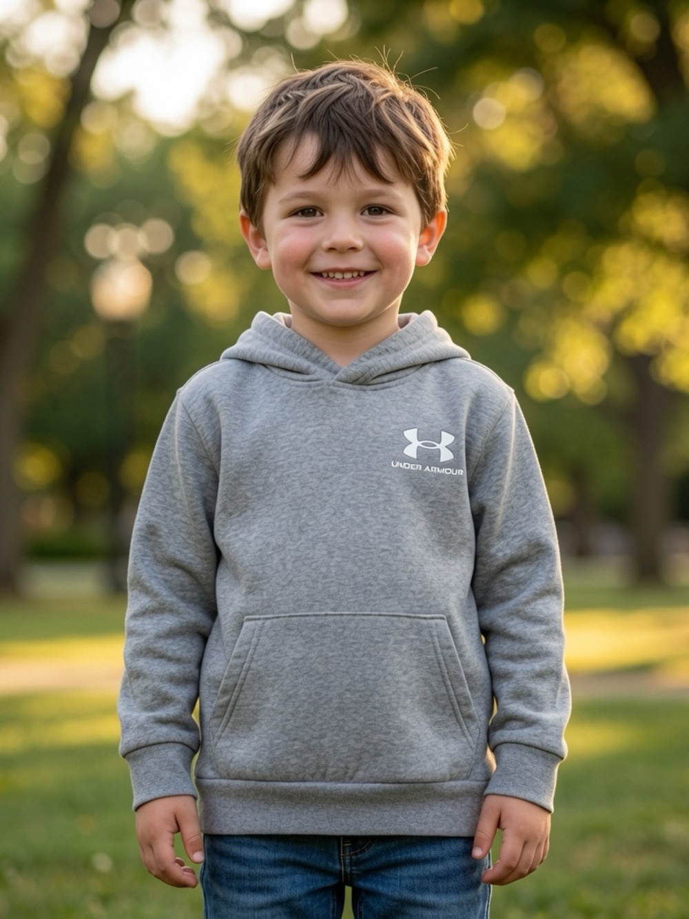 Under Armour Kids' Gray Hooded Pullover Sweatshirt